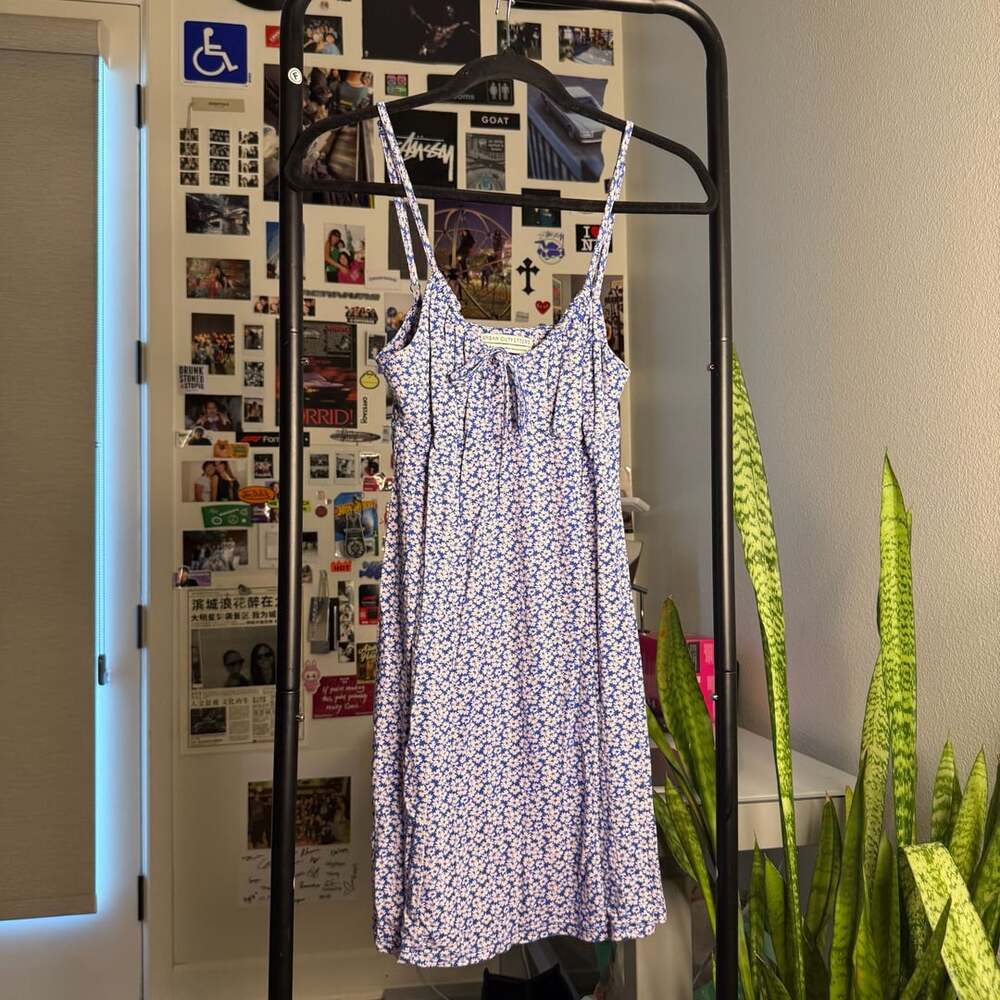 Urban Outfitters Blue Floral Print Tie Front Cami Dress S